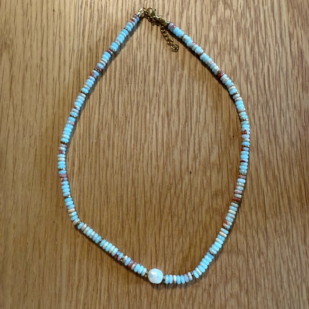 Chic Turquoise and Brown Beaded Necklace